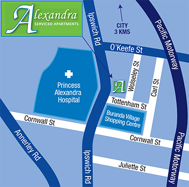 Woolloongabba accommodation opposite the Princess Alexandra Hospital